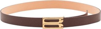 Victoria Beckham Burgundy Textured Buckle Belt