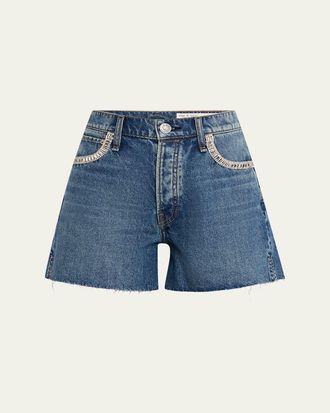 Rag & Bone Embellished Cut-Off Denim Shorts
