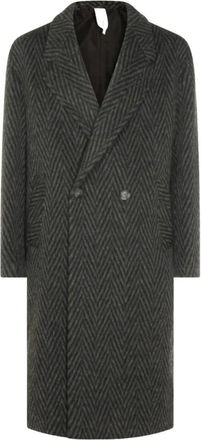 Hev&ograve; Cappotto - Heren - Mantel - Grijs - L - Wol - Jassen