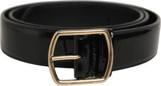 Dolce & Gabbana Patent Leather Gold Metal Buckle Belt - Dames - Riemen - Zwart - ONE Size - Leer - Accessoires