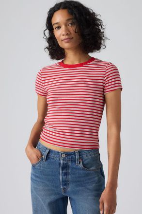 Levi's Essential Baby Tee - Women - XS - Red / Bliss Stripe True Red