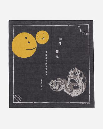 KAPITAL Fastcolor Selvedge Bandana (Rain Skull) Black