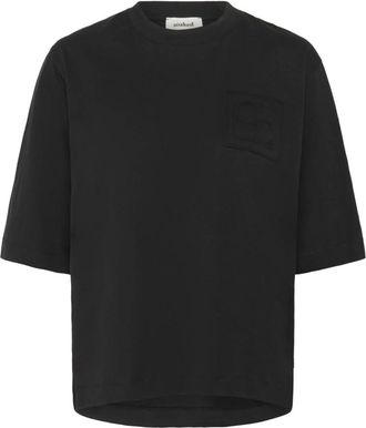 Soaked In Luxury Zwart Logo Tee Top - Dames - T-shirts - Zwart - M - Katoen - Tops