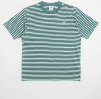 New Balance Mens Numeric Relaxed Striped Shirt Spruce In Green White