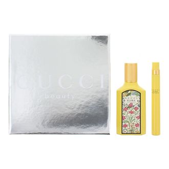 Gucci Womens Flora Gorgeous Orchid Eau de Parfum 50ml + Eau de 10ml Travel Spray Gift Set for Her - Green - One Size