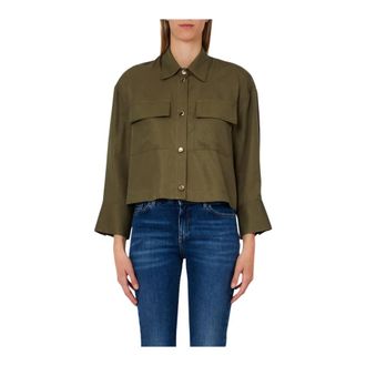 Liu Jo Light Jackets, female, Green, Size: XS Blouse