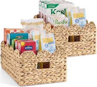 Best Choice Products 16x12 Scalloped Shelf Baskets, Woven Storage Bins, 2 Pack