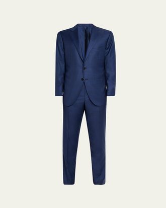 Cesare Attolini Mens Plaid Wool-Silk Suit