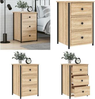vidaXL Comodino Rovere Sonoma 40x36x60 cm in Legno Multistrato - Comodino con cassetti - Comodino in ferro