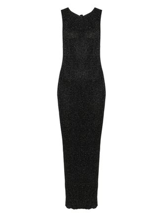 Akep lurex-detail maxi dress - women - Viscose/Polyamide/Polyester - L - Black