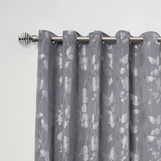 TJ Hughes Metal Sliced - Extendable Curtain Pole with pair of end finials in Black Silk - TJ Hughes