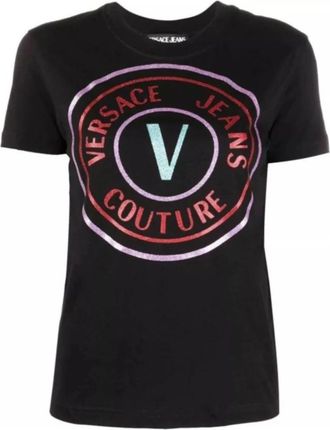 Versace Jeans Couture Zwarte korte mouw T-shirt 73Haht 13Cj 00T899 - Dames - T-shirts - Zwart - XS - Tops