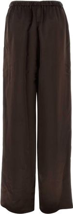 Ferragamo Womens Dark Brown Satin Palazzo Pant Expresso Exterior: Viscose Cupro Pantaloni Trousers