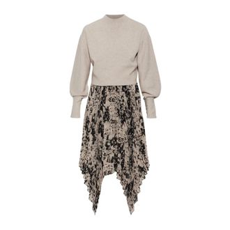 AllSaints Two-Piece Dress Connie - Dames - Jurken - Beige - Maat: S Tweed
