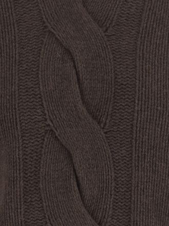 Bruno Manetti Womens Cable-Knit Sweater Dark Brown Virgin Wool