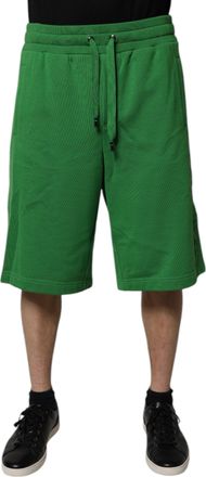 Dolce & Gabbana Green Cotton Men Sweatshorts Bermuda Shorts Polyester