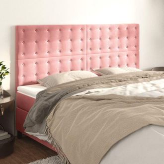 vidaXL Cabecero De Cama Rosa 200x5x118/128 Cm Terciopelo Vidaxl