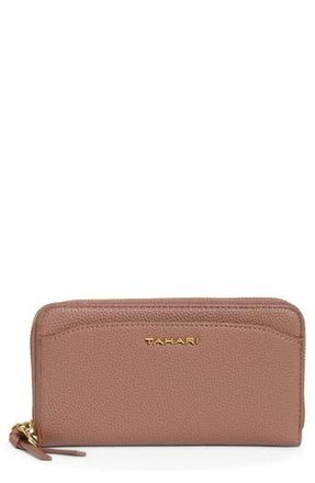 Elie Tahari Barclay Faux Leather Zip Around Continental Wallet in Coffee at Nordstrom Rack