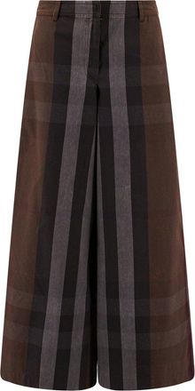 Burberry Checked Wide Leg Canvas Pants