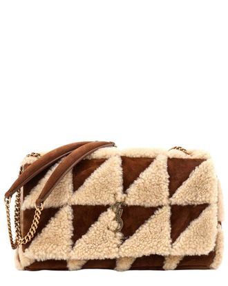 Saint Laurent Jamie Flap Bag Quilted Suede And Shearling Medium (Authentic Pre-Loved)