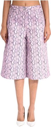 Msgm Msgm, Broeken, Dames, Roze, L, Katoen, Cropped Broeken