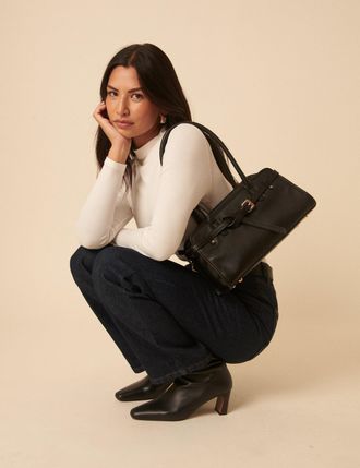 Nobody's Child Black Leather Baguette Shoulder Bag