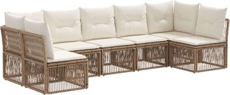 vidaXL Conjunto De Sof&aacute;s De Jard&iacute;n 7 Uds. Beige Rat&aacute;n Sint&eacute;tico Vidaxl
