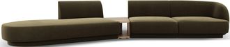 BLOOMINGLOFT 4-Sitzer Design Sofa Miley mit Beistelltisch - Samtbezug Olivgrün