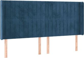 vidaXL Cabecero Con Led De Terciopelo Azul Oscuro 163x16x118/128 Cm Vidaxl