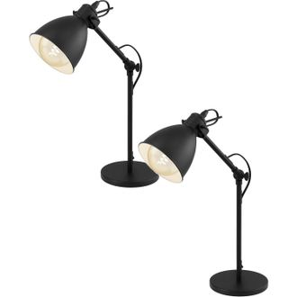 Loops 2 PACK Adjustable Table Lamp Desk Light Black & White Steel Shade 1x 40W E27