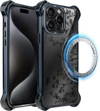 OEM Funda Ibizu Dropguard Ultra Para Iphone 15 Pro Max Con Magsafe, Color Midnight, Touch Of Flowers