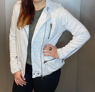 Chaser Cotton Moto Jacket In Heather Grey