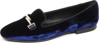 Tod's Fluwelen Ballerina Platte Schoenen - Dames - Loafers - Blauw - 36 EU - Schoenen
