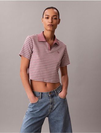 Calvin Klein Jeans Calvin Klein Womens Cotton Contour Rib Polo Tee - Pink - L