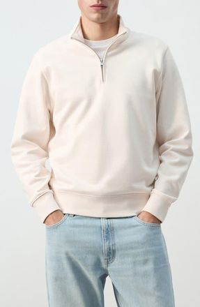 Mango Quarter Zip Pullover in Ecru at Nordstrom, Size X-Large
