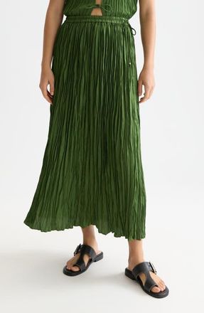 Scotch & Soda Pleated Drawstring Midi Skirt in Garden Green at Nordstrom, Size X-Small