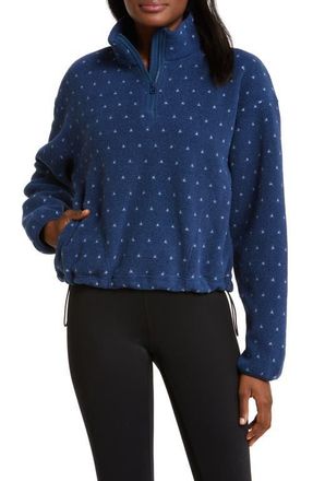 Outdoor Voices Primofleece Recycled Polyester Quarter Zip Top in Navy Birdseye at Nordstrom, Size Large