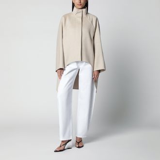 Alaia Asymmetric double-face cashmere coat in beige