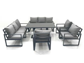 Fimous Garden Sofa Set Aluminium Furniture Rising Dining Tabe Set with 3 Chair Dark Grey
