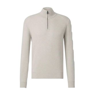 Brioni Hoodies & sweatvesten, Heren, Beige, XL, Katoen, Trui met Ritssluiting en Ribbelstructuur