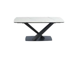 VENTE-UNIQUE.COM Mesa extensible cristal templado negro, blanco