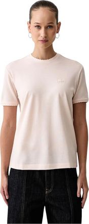 Lacoste Fluid Piqu&eacute; T-shirt met schulprand - Dames - Tops - Roze - Maat: 2XL Piqu&eacute;