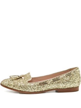 Miu Miu glitter tassel smoking slippers - Gold