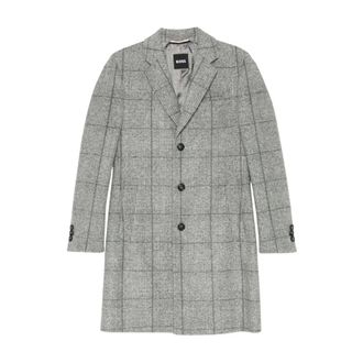 HUGO BOSS Jassen, Heren, Grijs, M, Wol, Reversjas met ruitpatroon in slim fit