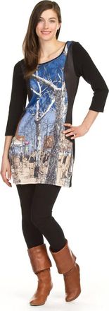 Papillon City Print Bodycon 3/4 Sleeve Dress In Blue