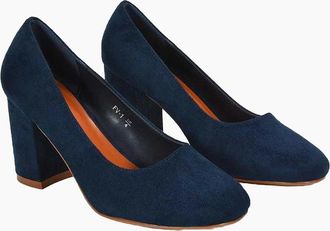 XY London Womens XY London Womens/Ladies Esme Round Toe Mid Block Heel Court Shoes - Navy - Size: 5