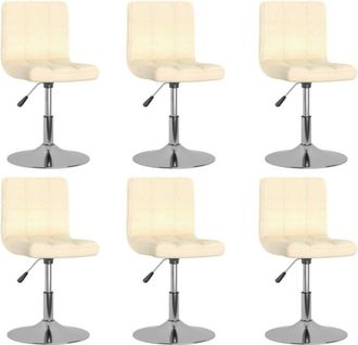 vidaXL Vidaxl - Sillas De Comedor Giratorias 6 Unidades Tela Crema