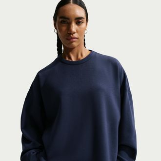 Nike Womens 24.7 ImpossiblySoft Dri-FIT Oversized Crew-Neck Top in Blue | HQ8193-410