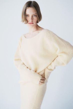 H&M Alpaca-blend One-shoulder Jumper in Light Yellow at Nordstrom, Size Medium