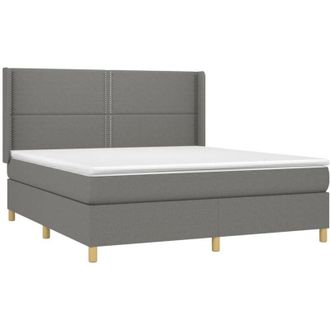 vidaXL Vidaxl - Cama Box Spring Con Colch&oacute;n Tela Gris Oscuro 180x200 Cm